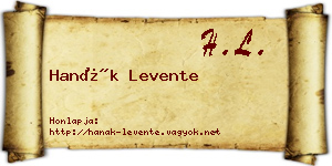 Hanák Levente névjegykártya
